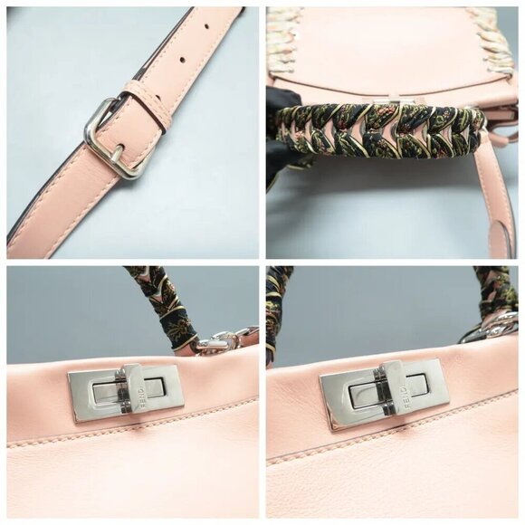 Authentic FENDI Peekaboo IseeU Pink Leather Satchel with Ribbon 1200-02202025 - Picture 7 of 12